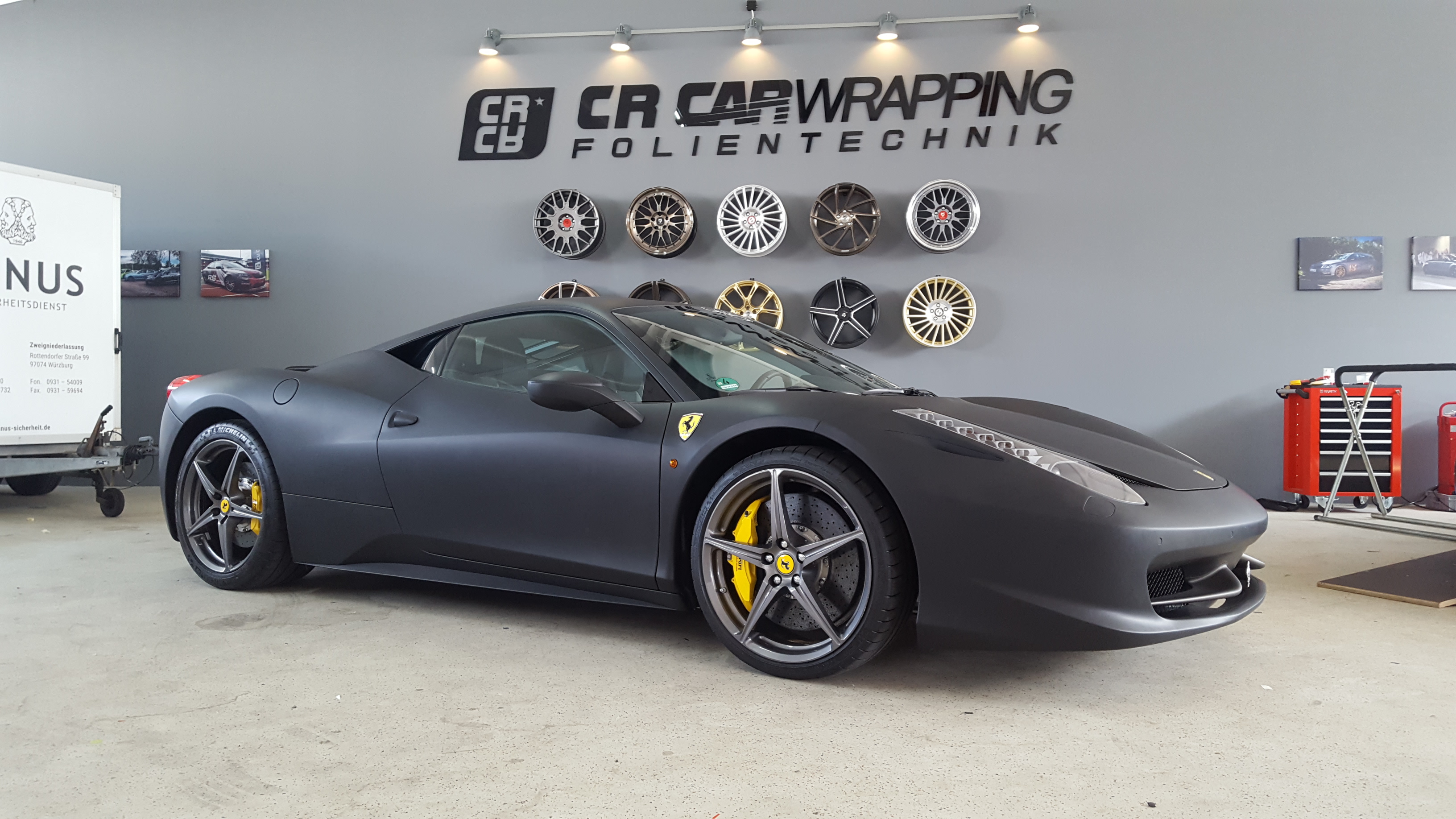 folierung würzburg Ferrari 458 Komplettfolierung matt schwarz