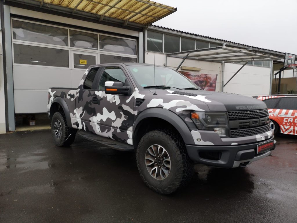 Ford Raptor Digitaldruck Komplettfolierung Camouflage Würzburg