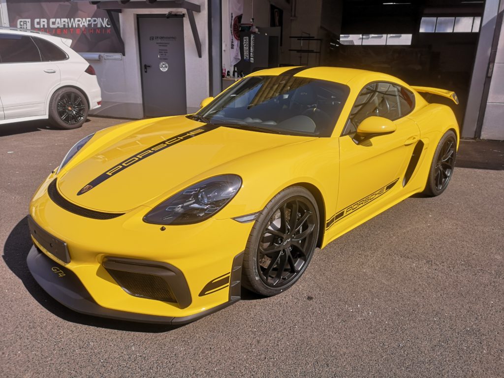 Porsche Cayman GT4 XPEL Lackschutz und Designstreifen